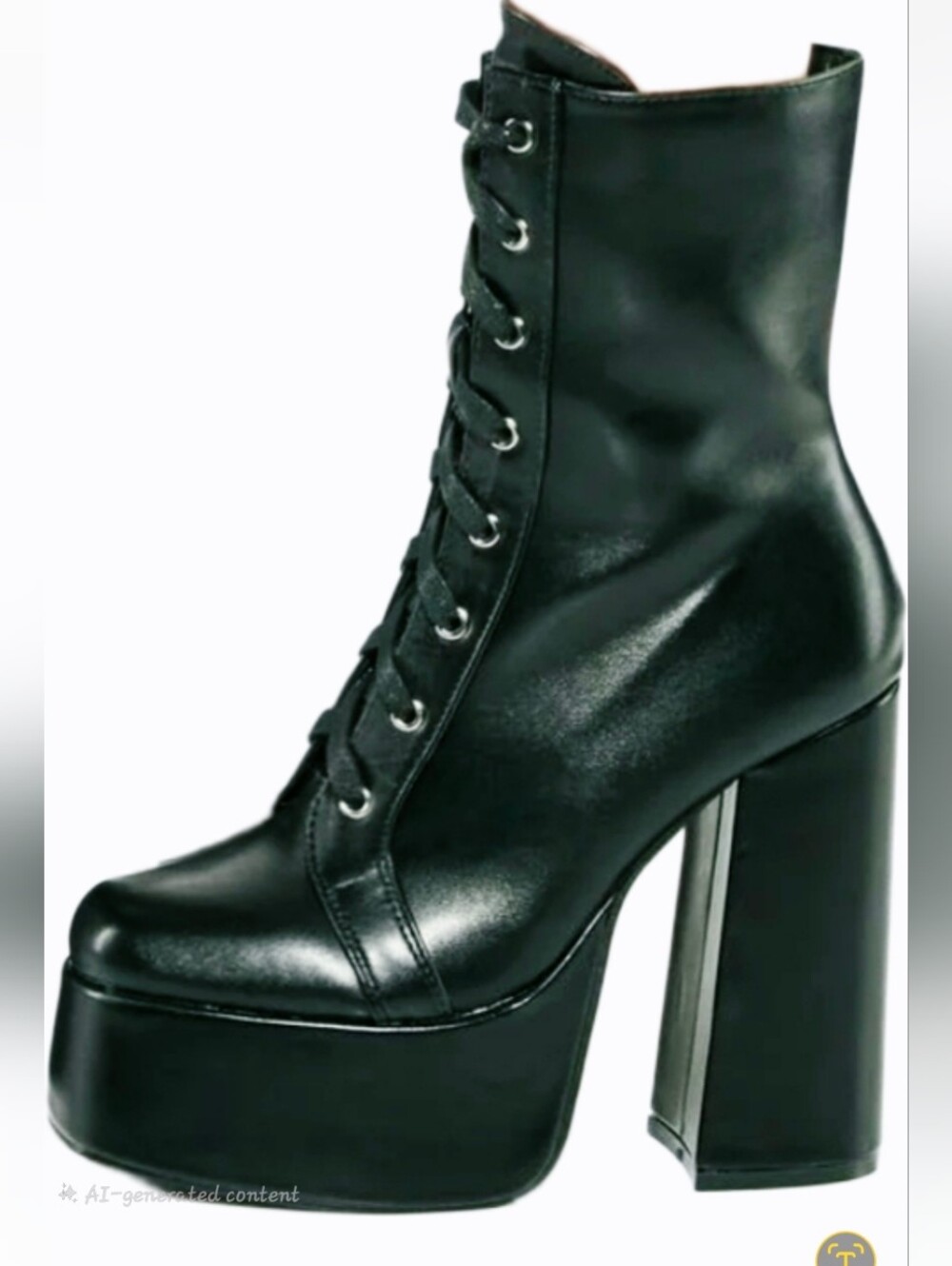 Dollskill Lamoda Women's Black Lace-Up Platform Heeled Boots Size 10